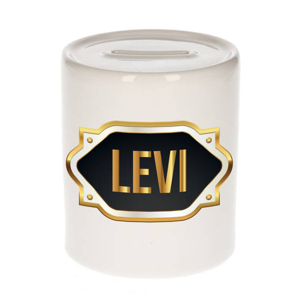 Levi naam / voornaam kado spaarpot met embleem - Naam spaarpotten