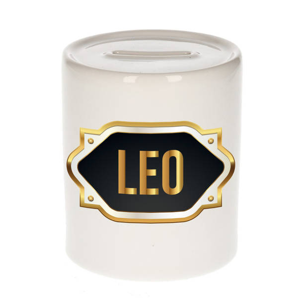 Leo naam / voornaam kado spaarpot met embleem - Naam spaarpotten