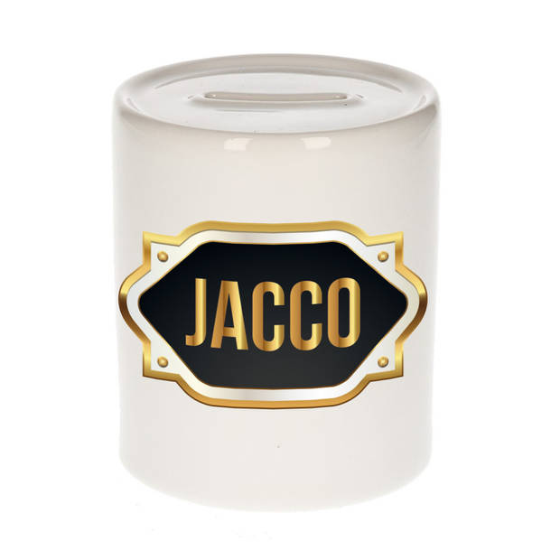 Jacco naam / voornaam kado spaarpot met embleem - Naam spaarpotten