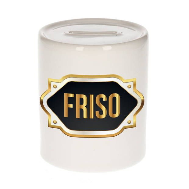 Friso naam / voornaam kado spaarpot met embleem - Naam spaarpotten