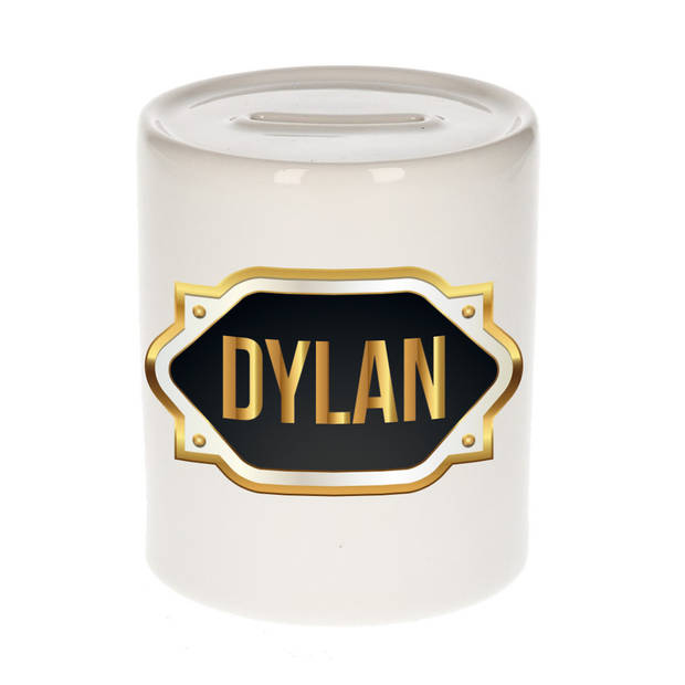 Dylan naam / voornaam kado spaarpot met embleem - Naam spaarpotten