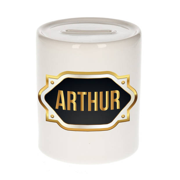 Arthur naam / voornaam kado spaarpot met embleem - Naam spaarpotten