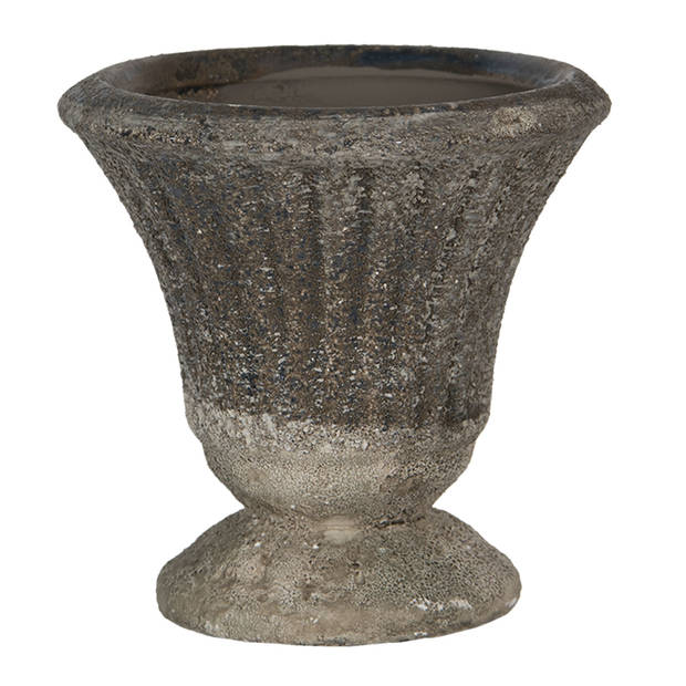 Clayre & Eef Grijze Decoratie bloempot Ø 9*9 cm 6CE1232