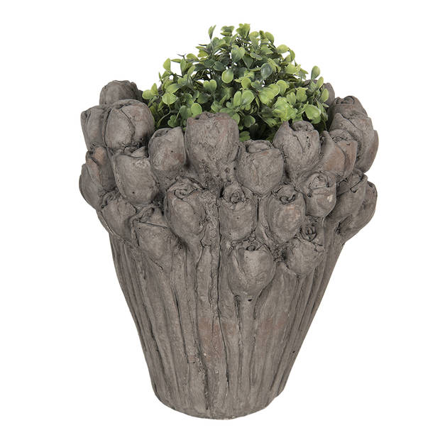 Clayre & Eef Grijze Bloempot Ø 23*25 cm 6TE0357