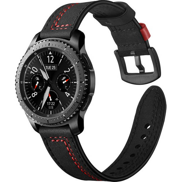 SmartphoneClip - bandje leer zwart/rood - voor Galaxy Watch 46MM