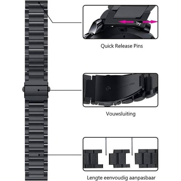 SmartphoneClip - bandje metaal zwart - voor Aanzetmaat 20mm