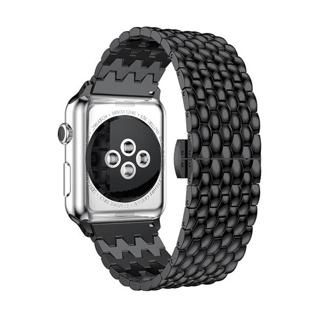 SmartphoneClip - bandje metaal zwart scales - voor Apple Watch 42-44mm