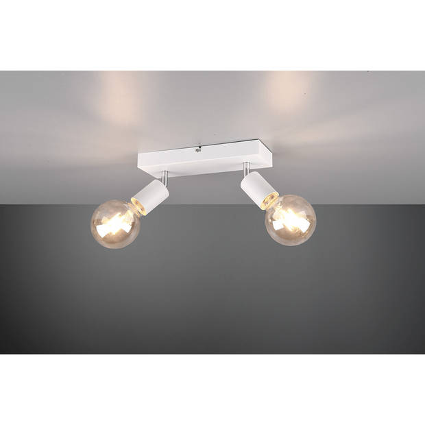 LED Plafondspot - Trion Zuncka - E27 Fitting - 2-lichts - Rechthoek - Mat Wit - Aluminium