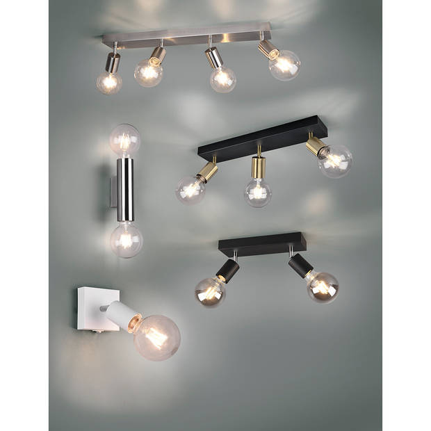 LED Plafondspot - Trion Zuncka - E27 Fitting - 3-lichts - Rechthoek - Mat Zwart/Goud - Aluminium