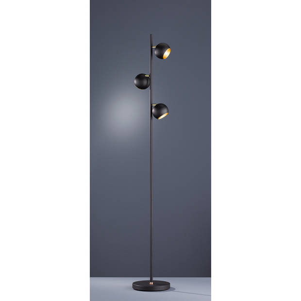 LED Vloerlamp - Trion Dakani - G9 Fitting - 3-lichts - Rond - Mat Zwart - Aluminium