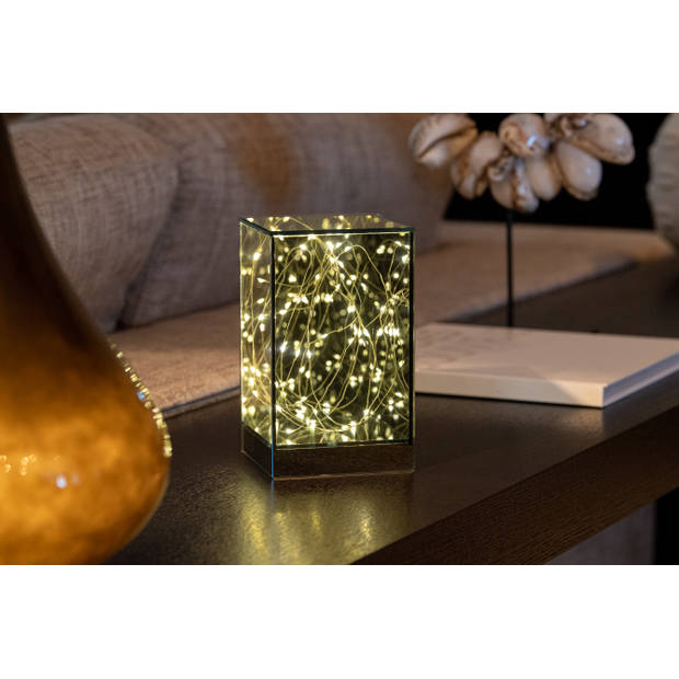 DistinQ LED kubus hoog - spiegelglas met infinity effect – 25 LED lampen 12x12x20cm
