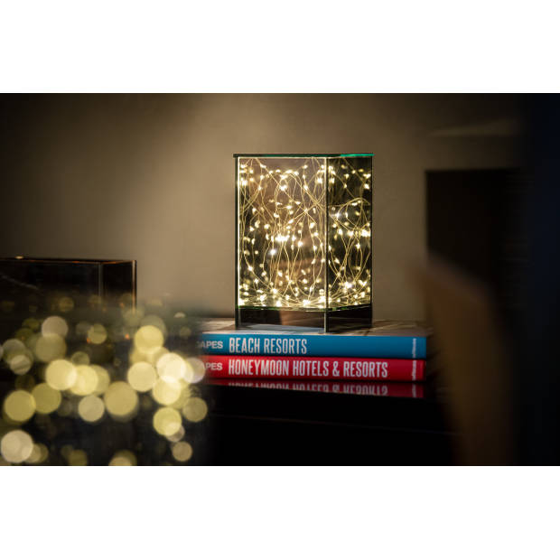 DistinQ LED kubus hoog - spiegelglas met infinity effect – 25 LED lampen 12x12x20cm