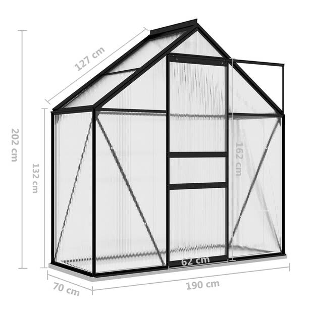 vidaXL Tuinkas 1,33 m² aluminium antracietkleurig