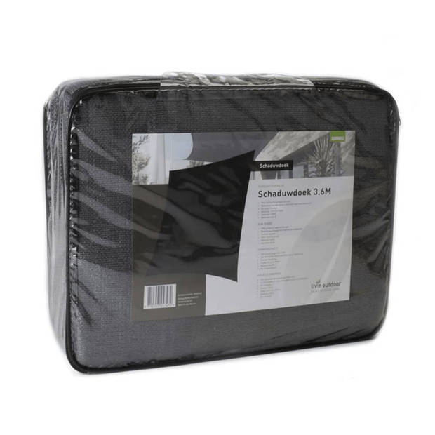 Schaduwdoek outdoor HDPE vierkant 360x360 cm antraciet