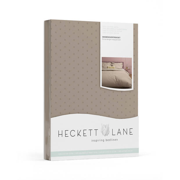 Heckett Lane Dekbedovertrek Katoen Satijn Punto - taupe grey 260x200/220cm