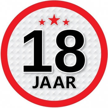 10x 18 Jaar leeftijd stickers rond verjaardag versiering - Feeststickers