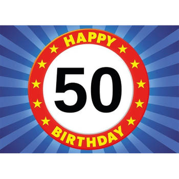 50 jaar leeftijd sticker verkeersbord verjaardag versiering - Feeststickers
