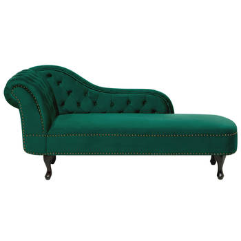 Beliani NIMES - Chaise longue-Groen-Fluweel