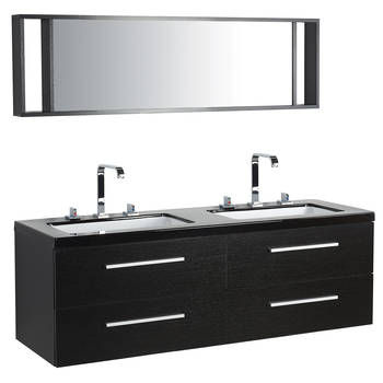Beliani MALAGA - Badkamerkast met spiegel-Zwart-MDF