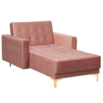 Beliani ABERDEEN - Chaise longue-Roze-Fluweel