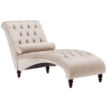 Beliani MURET - Chaise longue-Beige-Fluweel