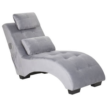 Beliani SIMORRE - Chaise longue-Grijs-Fluweel