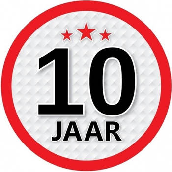 10x 10 Jaar leeftijd stickers rond verjaardag versiering - Feeststickers