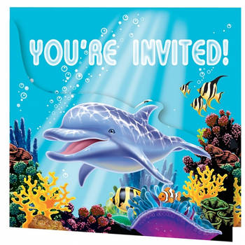 Oceaan uitnodigingen 8x stuks - Uitnodigingen