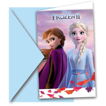 6x Disney Frozen 2 uitnodigingen met enveloppen - Uitnodigingen