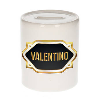 Valentino naam / voornaam kado spaarpot met embleem - Naam spaarpotten