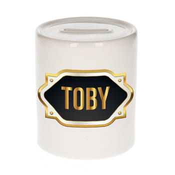 Toby naam / voornaam kado spaarpot met embleem - Naam spaarpotten