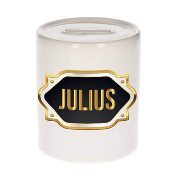 Julius naam / voornaam kado spaarpot met embleem - Naam spaarpotten