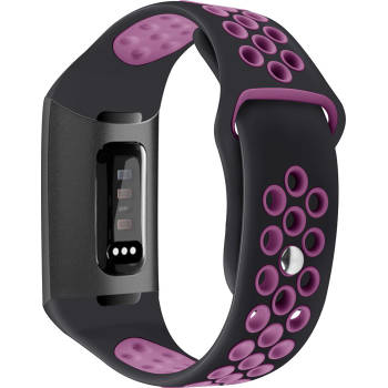 SmartphoneClip - bandje siliconen zwart paars - voor Fitbit Charge 3/4