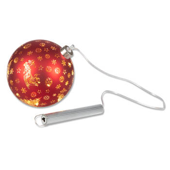 Glazen deco bal met LED rood D12