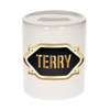 Terry naam / voornaam kado spaarpot met embleem - Naam spaarpotten
