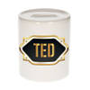 Ted naam / voornaam kado spaarpot met embleem - Naam spaarpotten