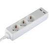 Stekkerdoos met USB - Verlengsnoer met USB - Viron Serino - 3680W - 3 Stopcontacten - 1.5 Meter - Wit Nederland