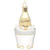 Kerstbal Champagnefles in bucket, glas