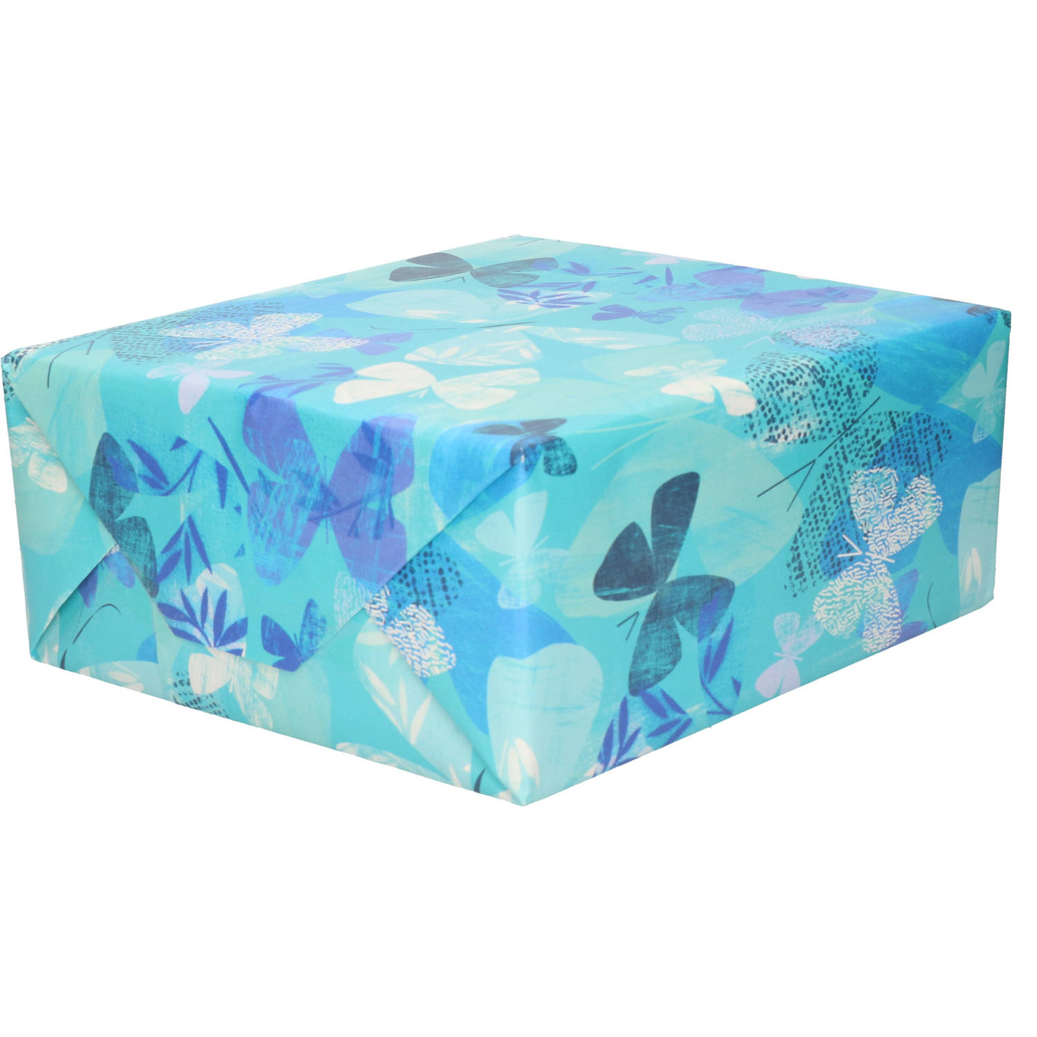beginnen ziek Rekwisieten Inpakpapier/cadeaupapier - blauw - wit/blauwe vlinders - 200 x 70 cm -  Cadeaupapier | Blokker