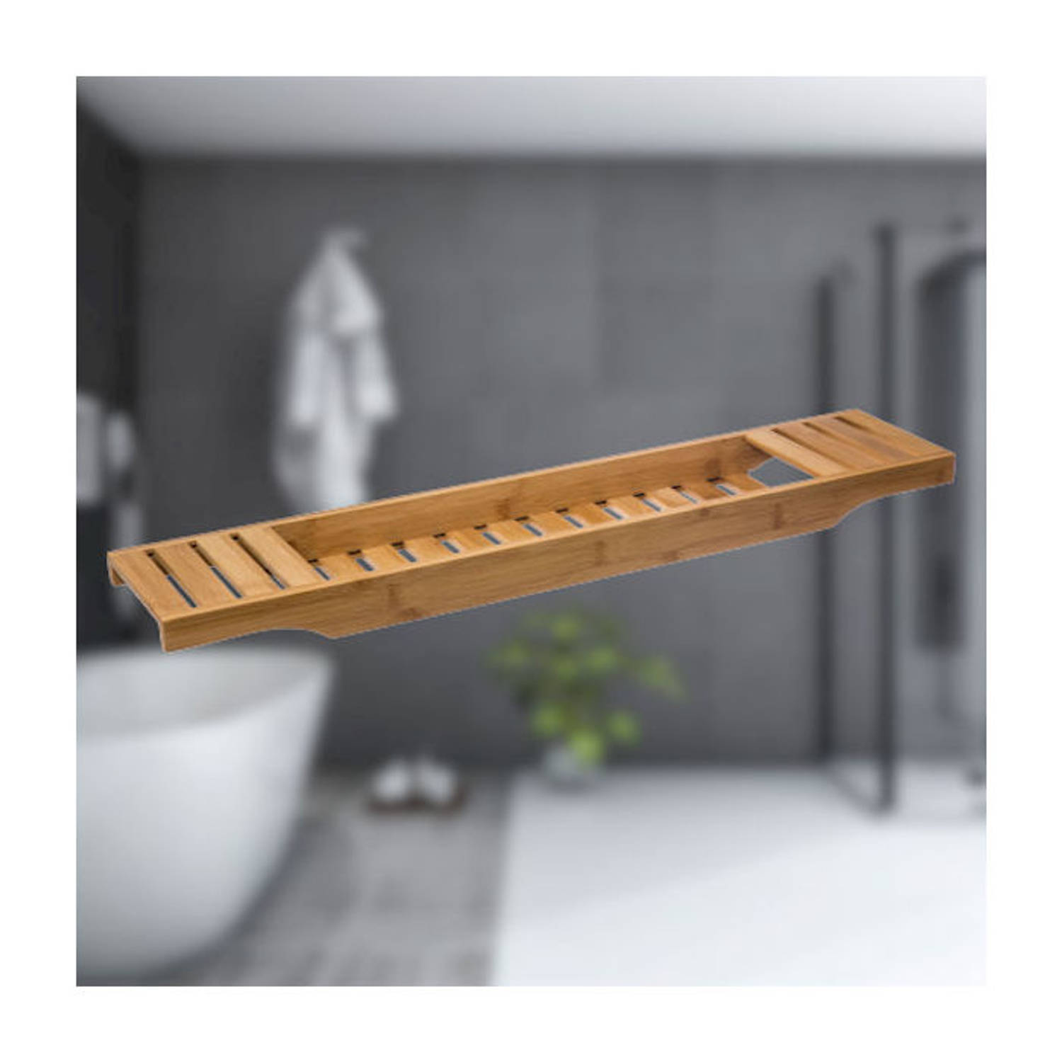 Decopatent® Badrekje voor over bad - 70 cm Bamboe hout - Blokker