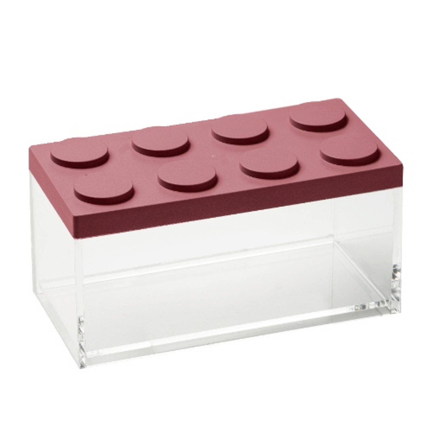 Stapelbare, Brickstore bewaarcontainer breed, 1,5L, Rood - Kunststof - Omada