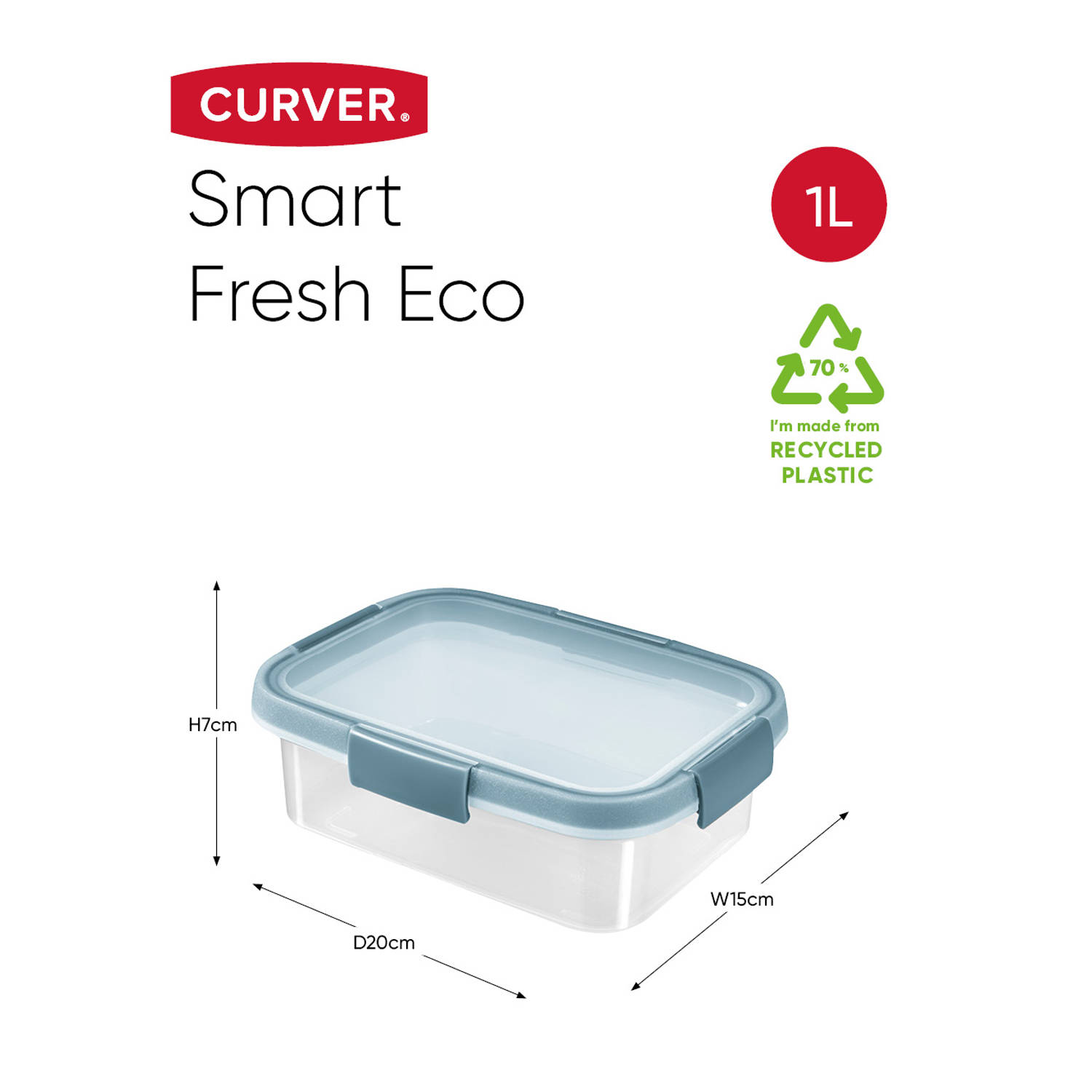 Onbekwaamheid wasserette Leugen Curver Smart Fresh Eco Vershouddoos Rechthoekig 1L | Blokker