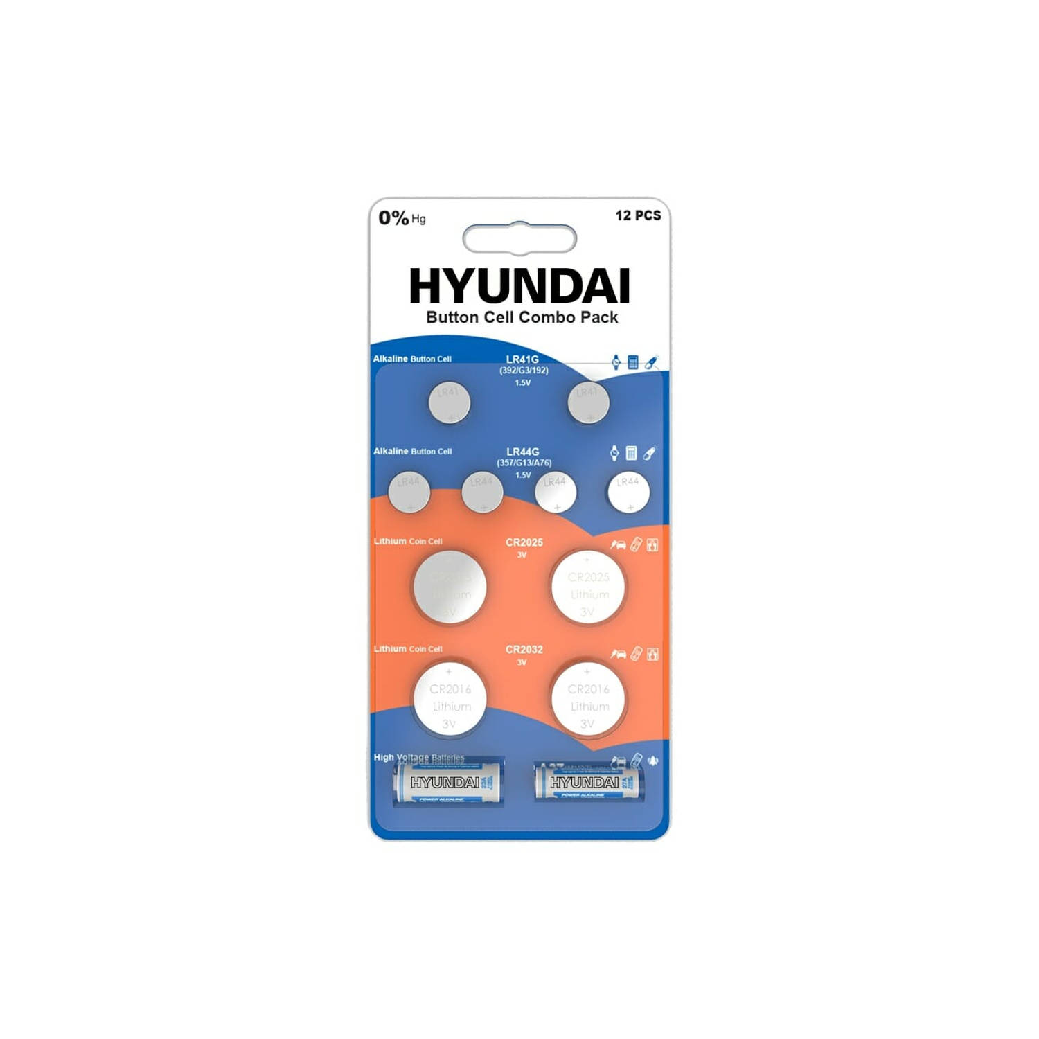Hyundai Batteries - Combopack Knoopcel batterijen - 12 stuks