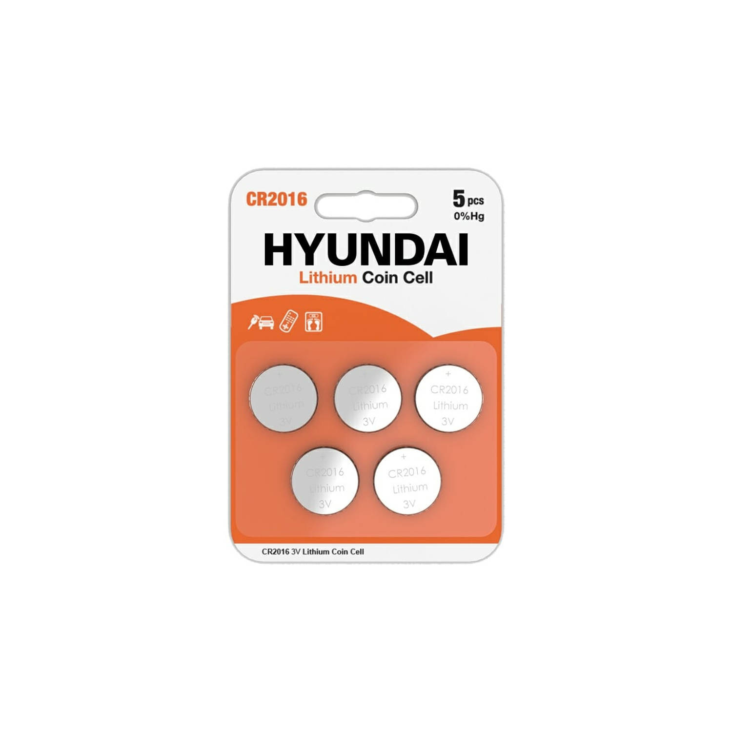 Hyundai Batteries - Lithium CR2016 Knoopcel batterijen - 5 stuks
