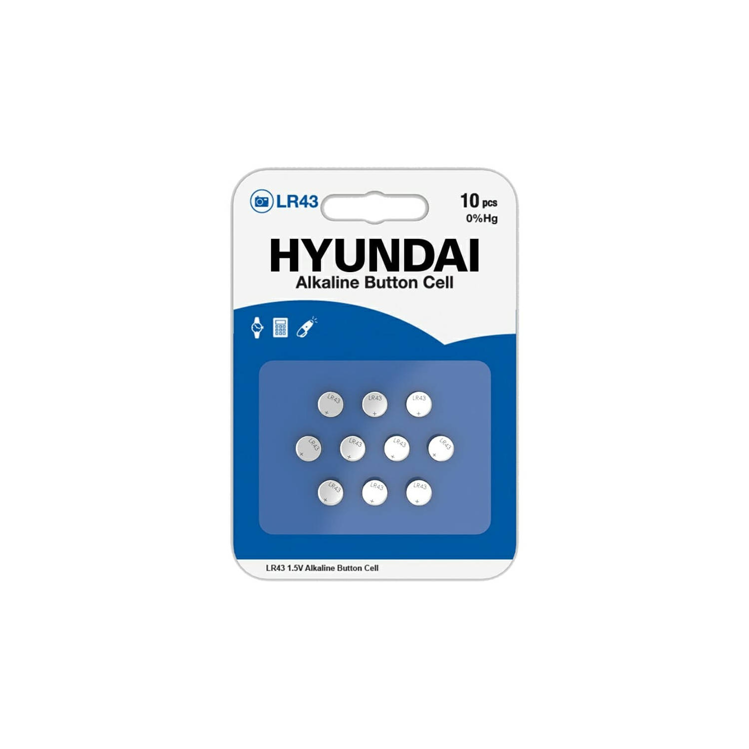 Hyundai Batteries - Alkaline LR43 Knoopcel batterijen - 10 stuks
