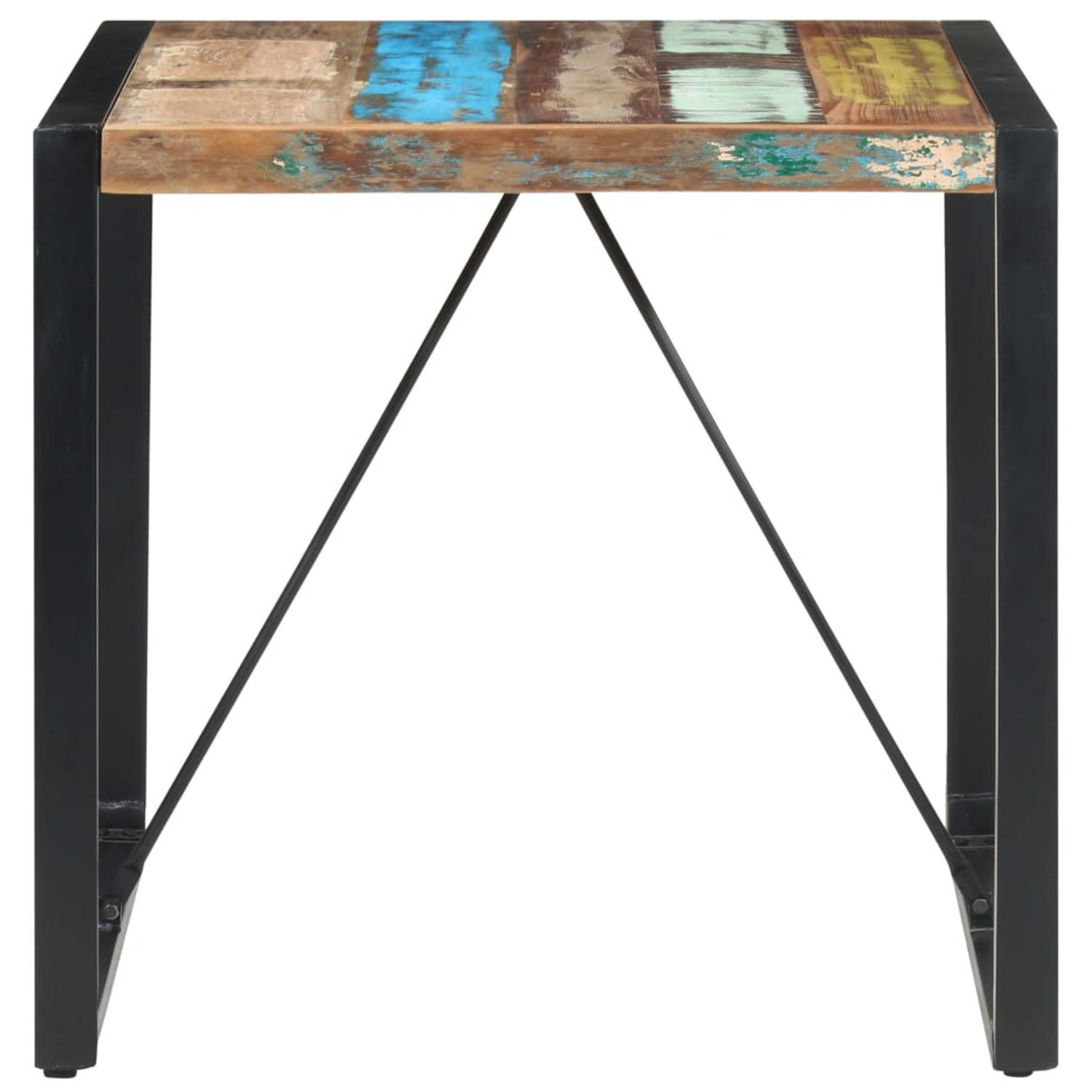 The Living Store Eettafel 80x80x75 cm massief gerecycled hout - Tafel