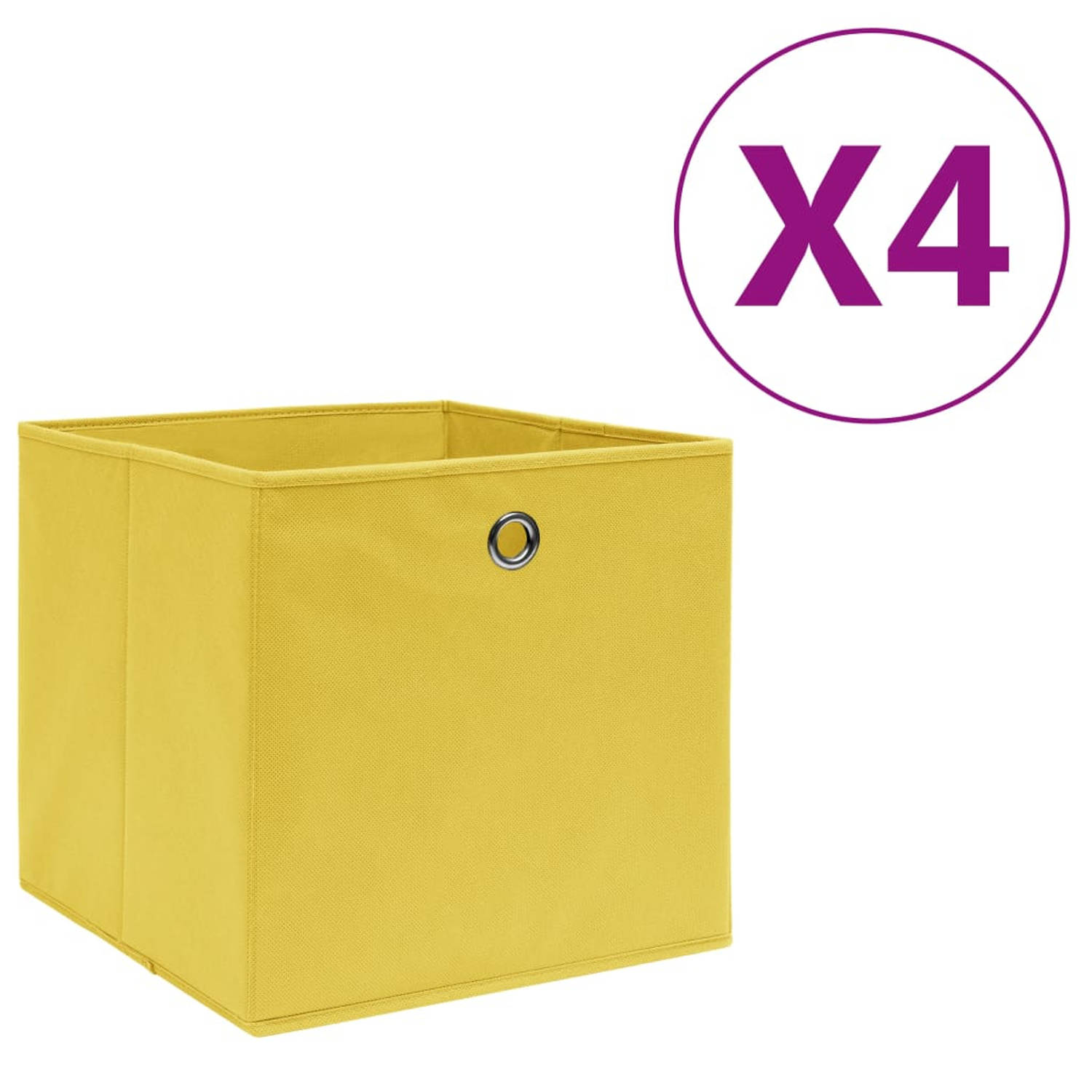 vidaXL Opbergboxen 4 st 28x28x28 cm nonwoven stof geel