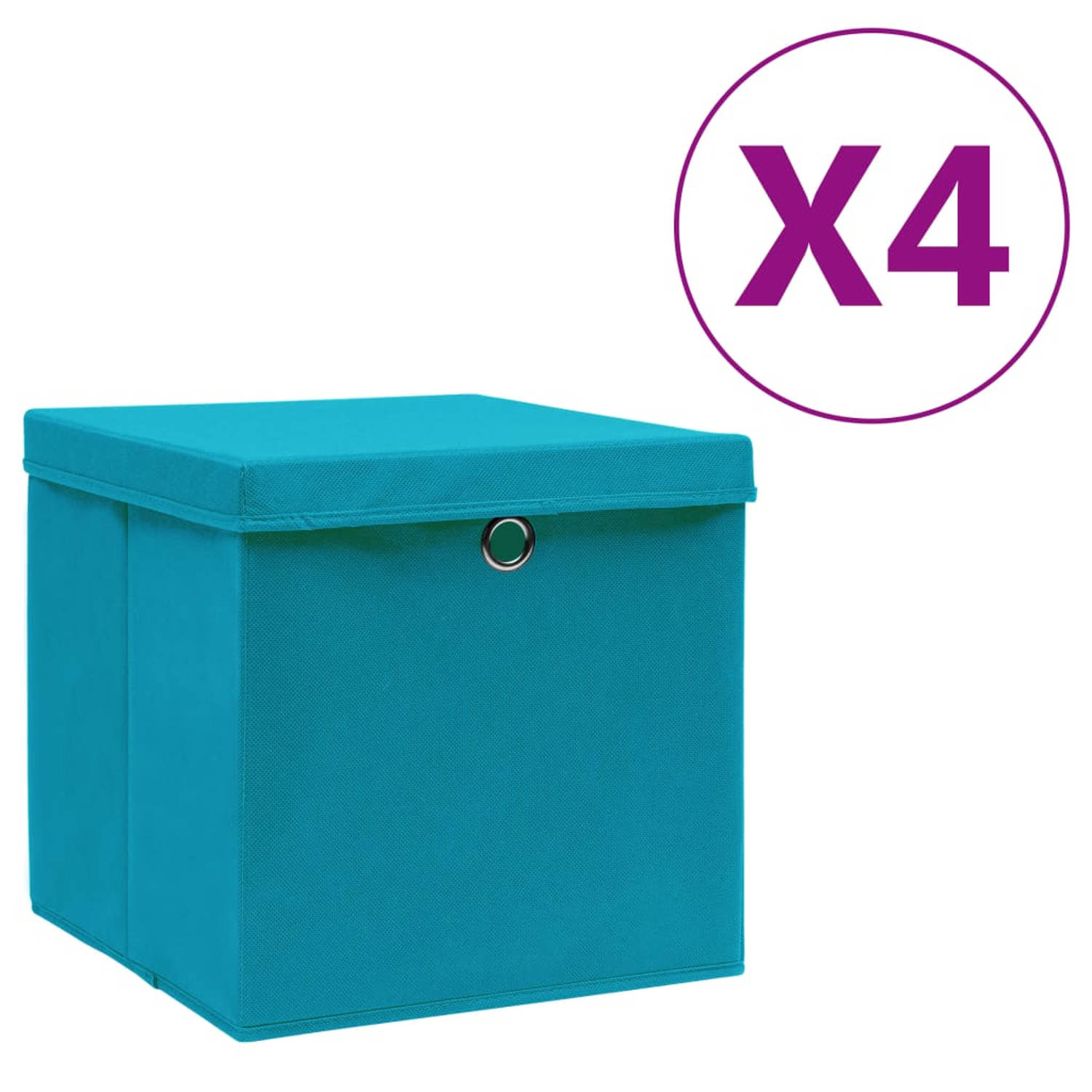 vidaXL Opbergboxen met deksel 4 st 28x28x28 cm babyblauw