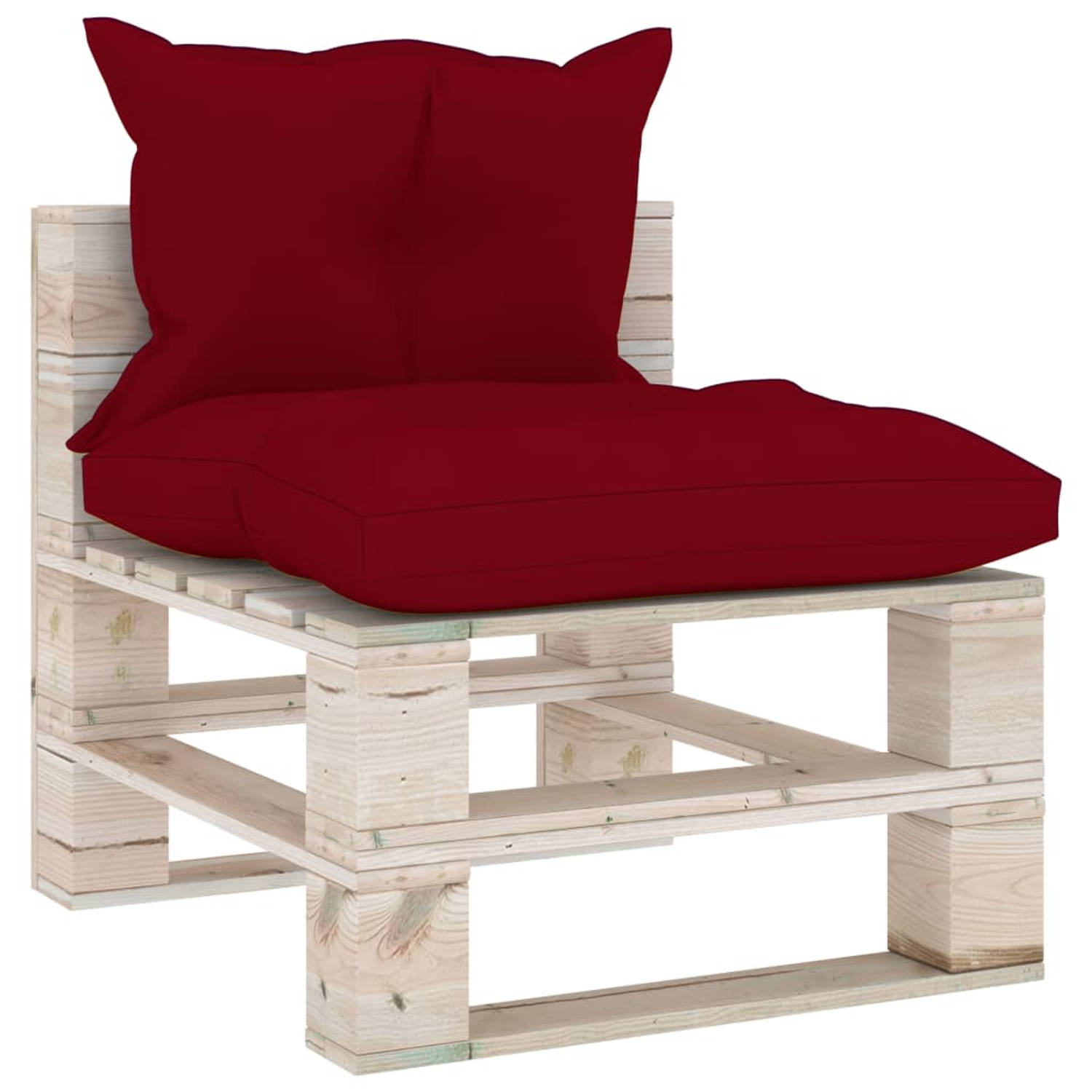 The Living Store Tuinmiddenbank met kussens pallet grenenhout - Loungebank