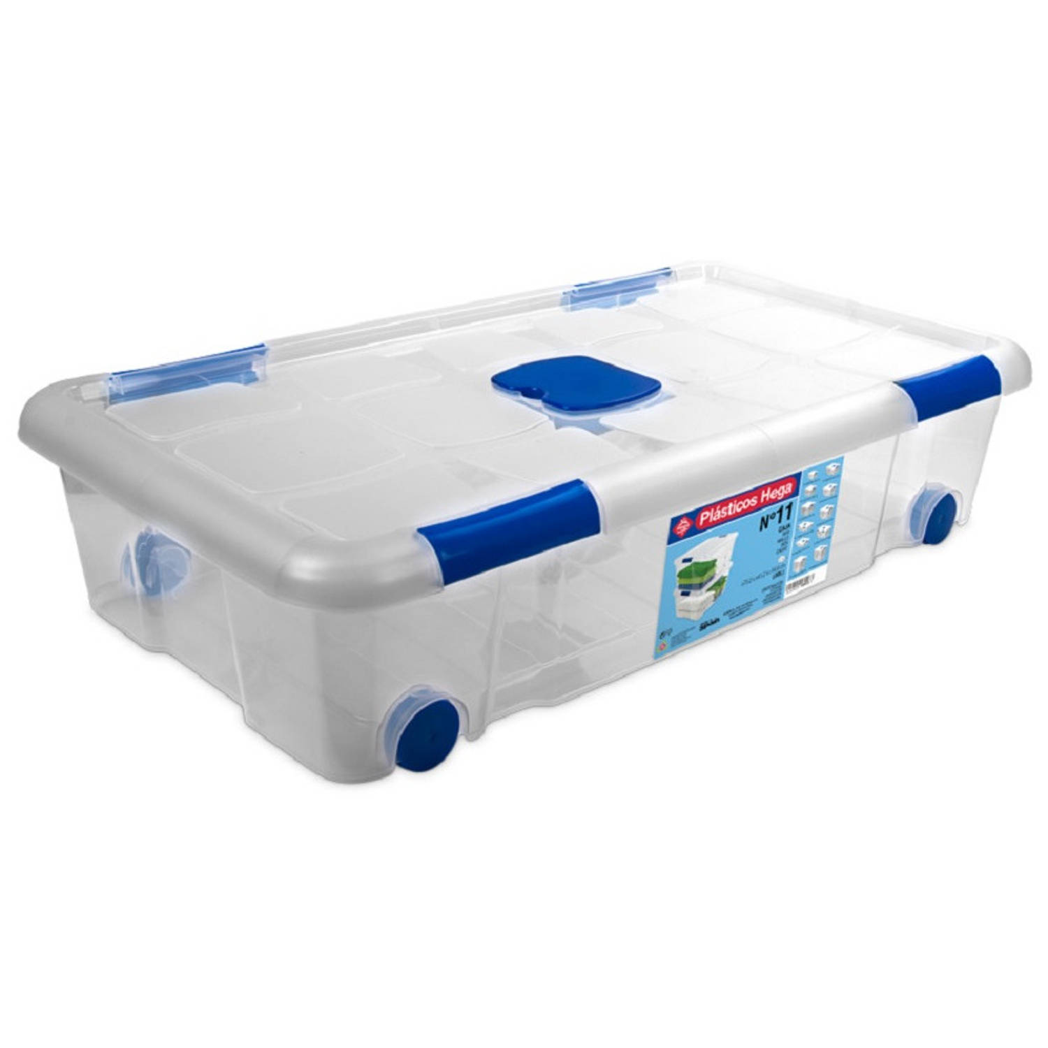 uitspraak inrichting hebzuchtig 1x Opbergboxen/opbergdozen met deksel en wieltjes 30 liter kunststof  transparant/blauw - Opbergbox | Blokker